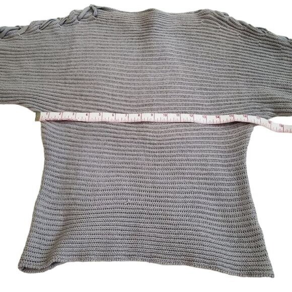 BB Dakota Stone Grey Knit Sweater With Braided Sleeve Detail Size small womens - Picture 6 of 11